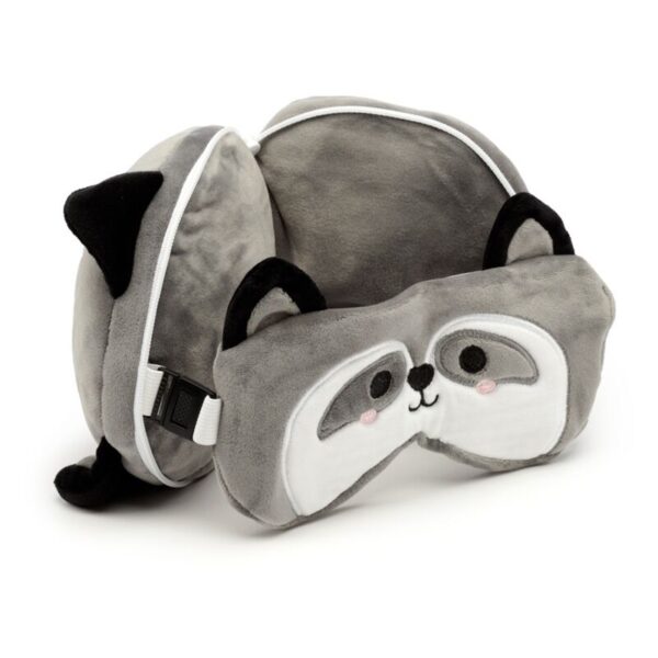 Relaxeazzz Raccoon Plush Travel Neck Pillow and Sleep Mask