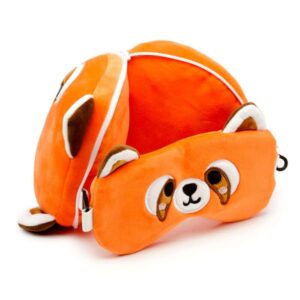 Relaxeazzz Red Panda Plush Travel Neck Pillow and Sleep Mask