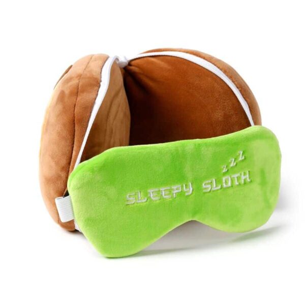 Relaxeazzz Sloth Plush Travel Pillow and Sleep Mask Set