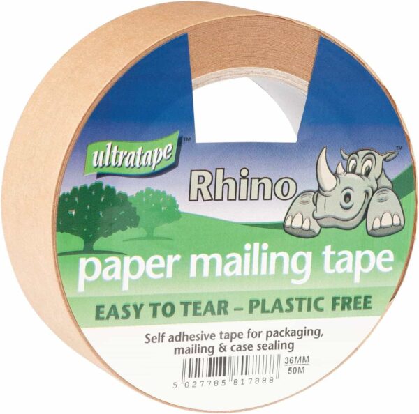 Rhino Paper Mailing Tape by Ultratape, 48mm x 50m