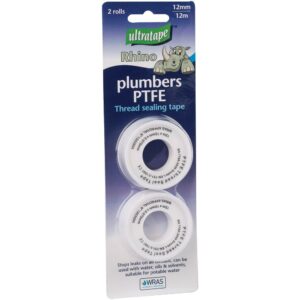 Rhino PTFE Tape, White, 12mm x 12m, 2-Pack by Ultratape