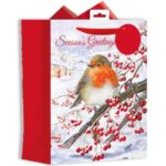ROBIN DESIGN LARGE CHRISTMAS GIFT BAG
