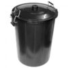 Robust 110L Black Plastic Trash Bin with Metal Latch