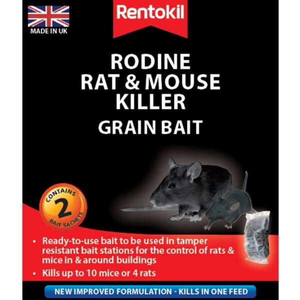 RODINE GRAIN BAIT FOR ELIMINATING RATS & MICE - 2 PACKETS