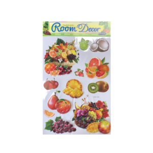 Room Decor 3D Effect Wall Stickers Fruit Design 60 x 35 cm Assorted Designs and Colours 7550" likely refers to a set of decorative wall stickers designed to create a 3D effect...