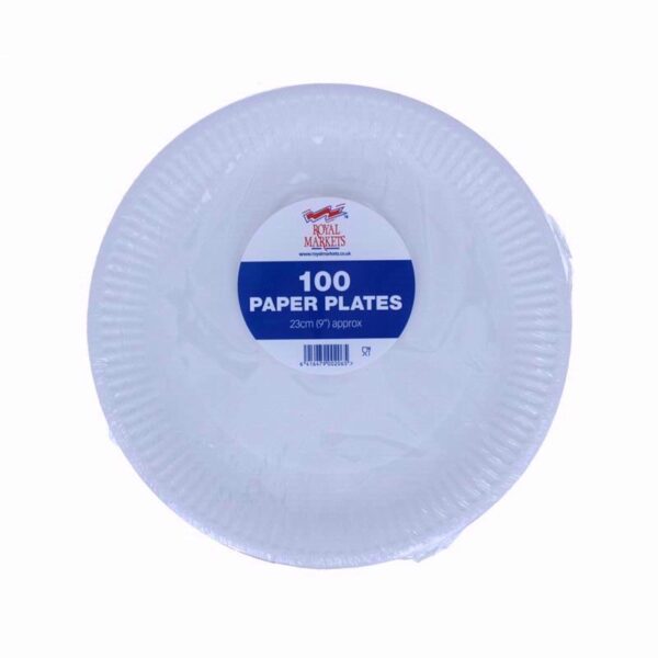 Royal Market 9-Inch White Paper Plates, Pack of 100