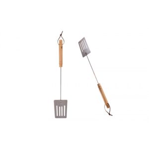 RSW 43CM BBQ TURNER WITH WOODEN HANDLE AND CARRY STRAP