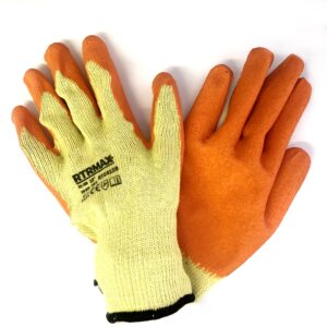 RTRMAX 10-Inch Yellow/Orange Latex Coated Work Gloves