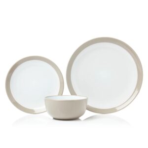 SABICHI 12-Piece Banded Dinner Set with Putty Gloss Finish