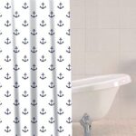 SABICHI ANCHOR PEVA SHOWER CURTAIN 180 X 180CM INCLUDING 12 HOOKS