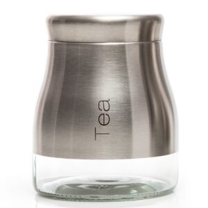 SABICHI Brushed Stainless Steel Tea Jar with Screw-Top Glass Storage