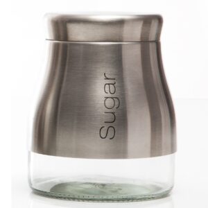 SABICHI Glass Storage Jar with Brushed Stainless Steel Screw Top for Sugar