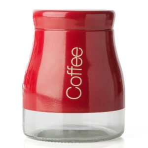 Sabichi Red Stainless Steel Coffee Jar with Screw Top and Glass Storage