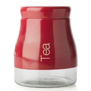 SABICHI Red Stainless Steel Tea Jar with Glass and Screw Top