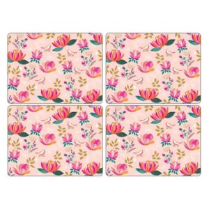 Sara Miller Set of 4 Pink Peony Flower Placemats