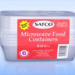 SATCO 500ML Microwave-Safe Plastic Containers with Lids, Pack of 6