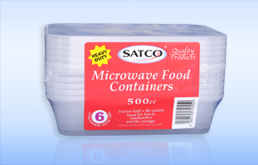 SATCO 500ML Microwave-Safe Plastic Containers with Lids, Pack of 6