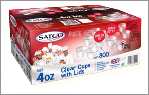 SATCO Clear 4oz Round Plastic Microwaveable Pots with Lids, Pack of 800