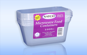 SATCO Microwaveable Plastic Containers with Lids, 1000ml, Pack of 4