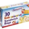 SEALAPACK KIDS COLORFUL SANDWICH BAGS WITH FUN STICKERS, PACK OF 30