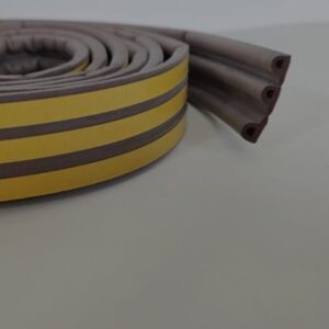 Self-Adhesive EPDM Rubber D-Strip Draught Excluder Tape, 5m - Brown