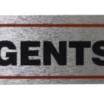 SELF-ADHESIVE 'GENTS' SIGN IN HIGH BRUSHED METALLIC FINISH, 17 X 4 CM