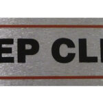 Self-Adhesive 'Keep Clear' Sign with High Brushed Metallic Finish, 17 x 4 cm