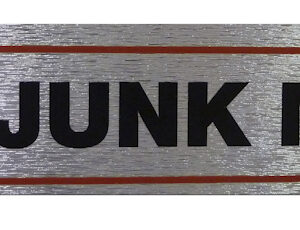 Self-Adhesive 'No Junk Mail' Sign in High Brushed Metallic, 17 x 4 cm