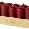 Set of 10 Bordeaux/Burgundy Pillar Candles 50 x 100 mm