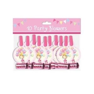 Set of 10 Fairy Princess Birthday Party Blowers for Girls