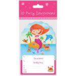 Set of 10 Invitation Cards with Mermaid Design