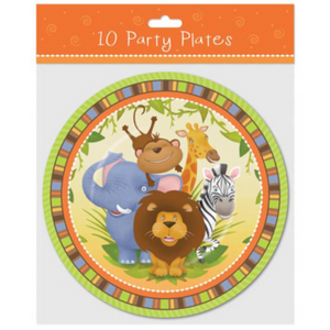 Set of 10 Jungle-Themed 9" Paper Party Plates