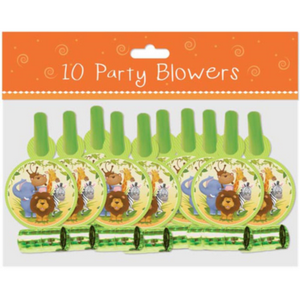 Set of 10 Jungle-Themed Party Blowers