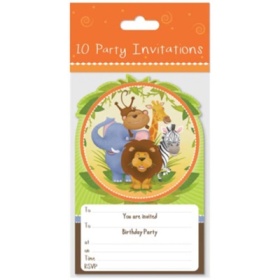 Set of 10 Jungle-Themed Party Invitation Cards