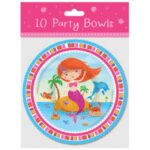 Set of 10 Party Bowls with Mermaid Design, 6.5 Inches