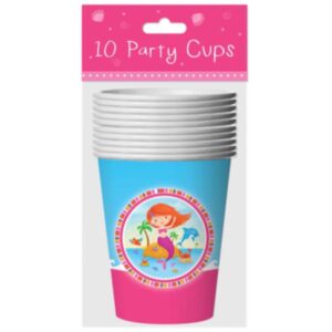 Set of 10 Party Cups with Mermaid Design, 9oz