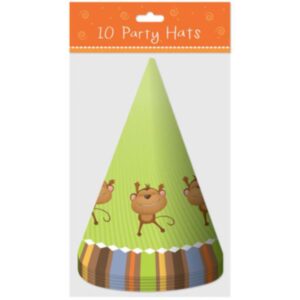 Set of 10 Party Hats with Jungle Designs