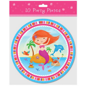 Set of 10 Party Plates with Mermaid Design, 9