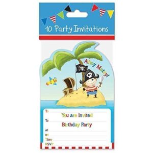 Set of 10 Pirate-Themed Birthday Party Invitations