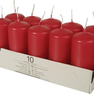 Set of 10 Red 40 x 90 mm Pillar Candles