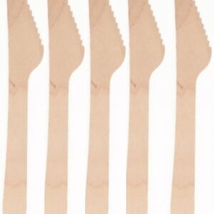 Set of 100 Birch Wooden Knives, 16.5 cm