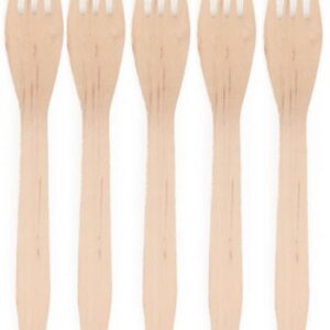 Set of 100 Wooden Forks, 16.5 cm