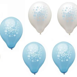 Set of 12 Blue 'It's a Boy' Latex Balloons