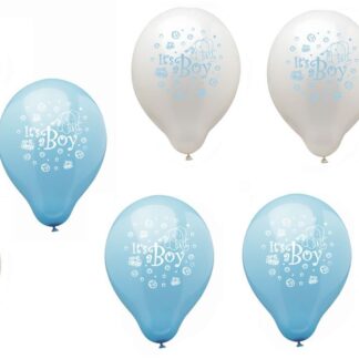 Set of 12 Blue 'It's a Boy' Latex Balloons