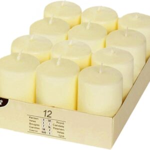 Set of 12 Cream Pillar Candles 40 x 60 mm