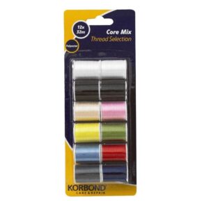 Set of 12 Korbond Core Mix Bobbins, Each with 32m Thread