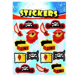 Set of 12 Pirate Sticker Sheets - Party Bag Toy Fillers