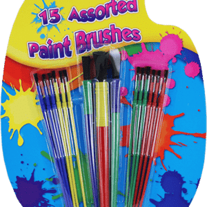 Set of 15 Diverse Plastic Paint Brushes