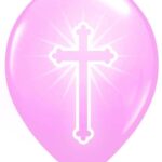 Set of 16 Pink Balloons for Girl's Christening, Communion, or Baptism Party Decor