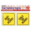 Set of 2 Baby Child On Board Car Safety Signs with Suction Cups